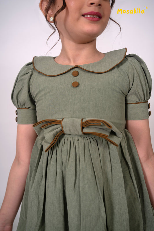 Olive Fairy Bow Dress