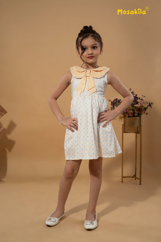 Peach Petal Polka Dress (Cotton)