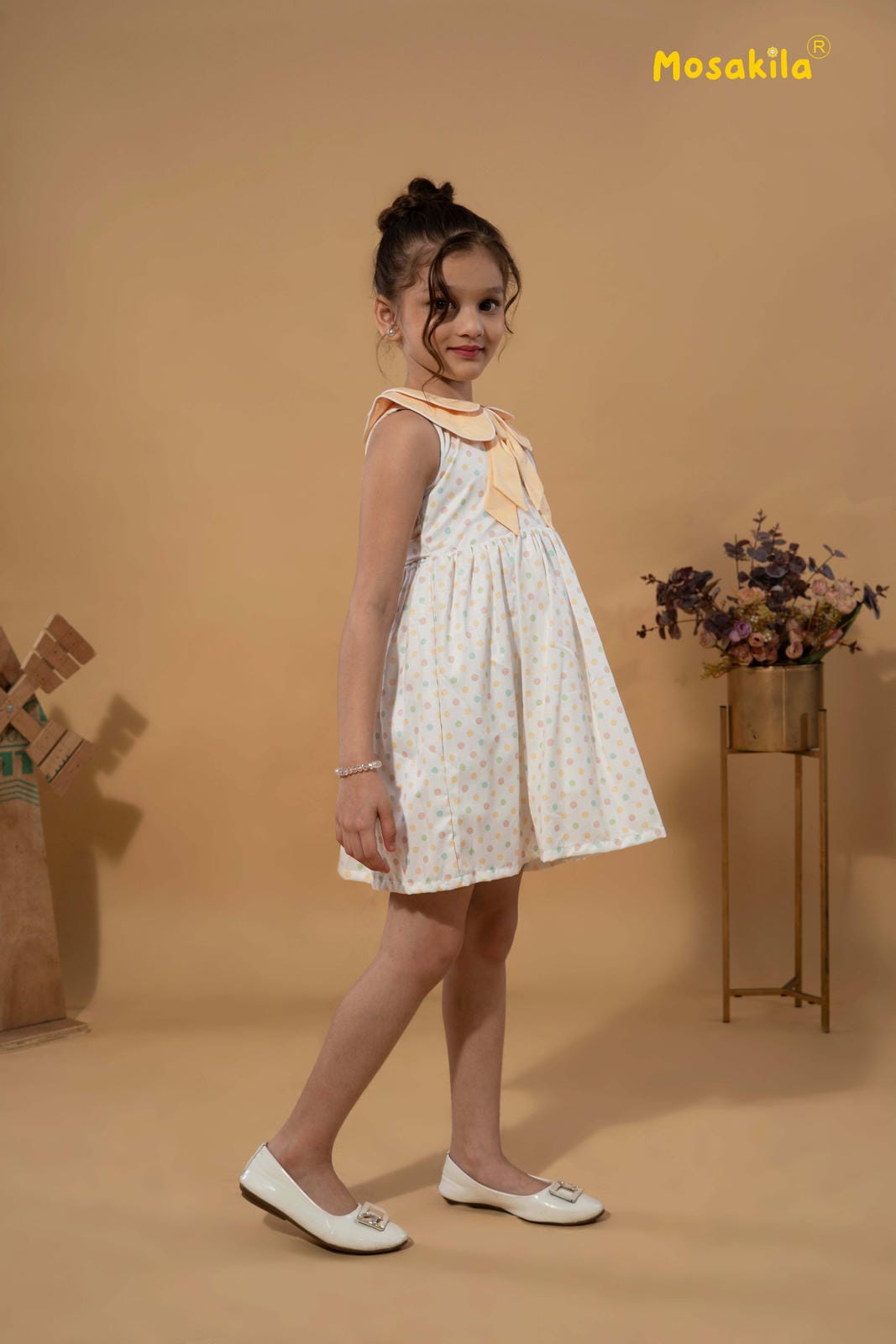 Peach Petal Polka Dress (Cotton)