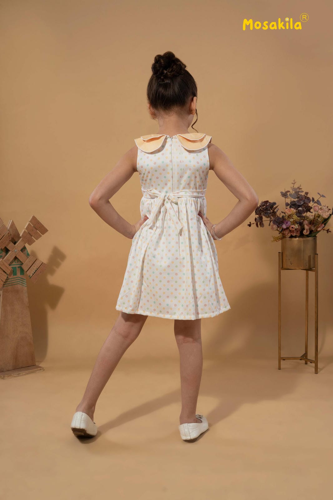 Peach Petal Polka Dress (Cotton)