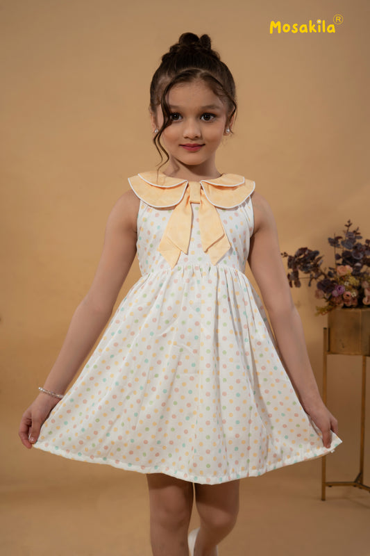 Peach Petal Polka Dress (Cotton)
